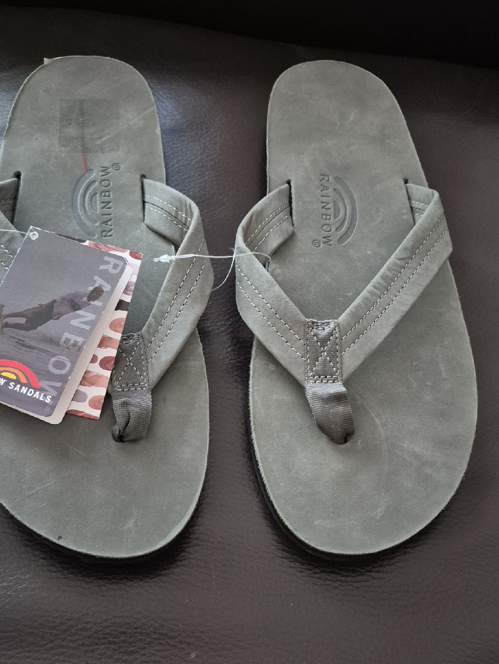 Rainbow Men’s Olive Gray Suede Flip-Flop Sandals